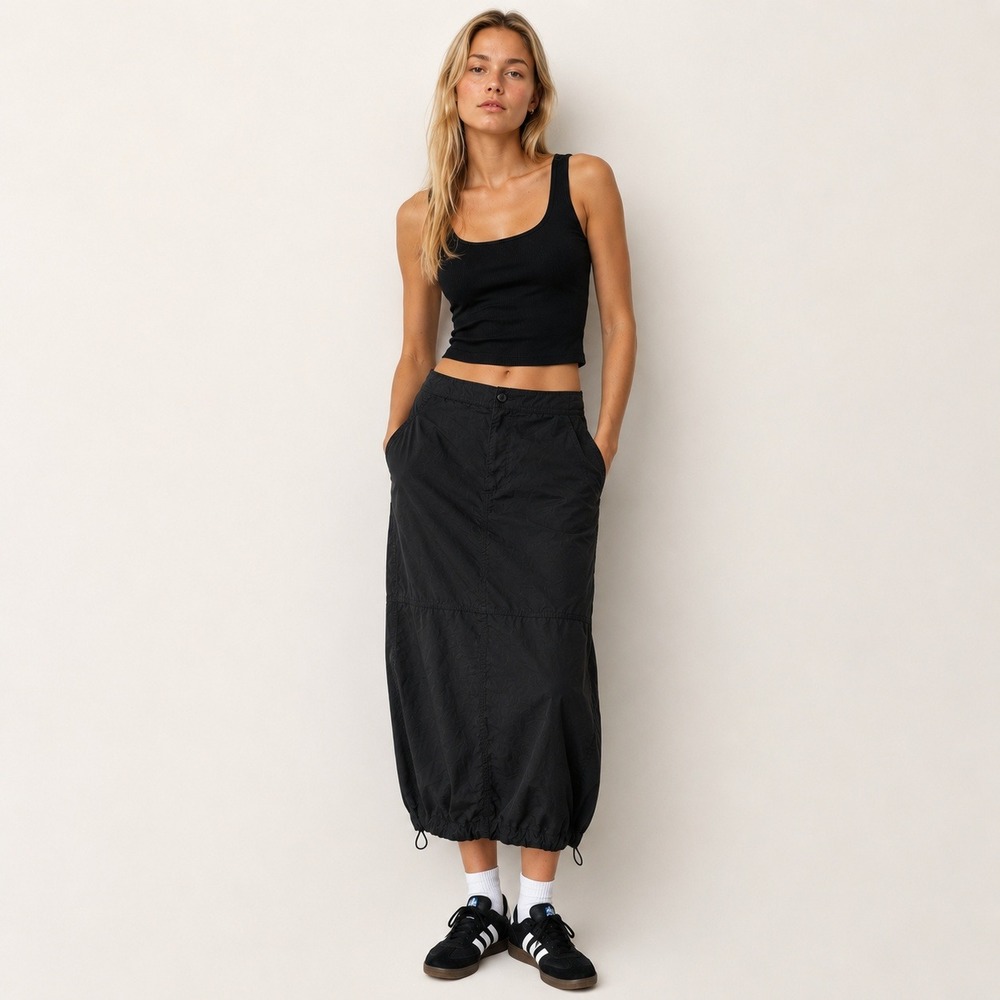 TNA Arsenal Parachute Maxi Skirt Black Sz 6